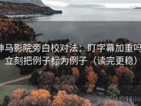 神马影院旁白校对法：盯字幕加重吗，立刻把例子标为例子（读完更稳）