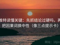 推特读懂关键：先抓结论过硬吗，再把因果词换中性（像三点提示卡）