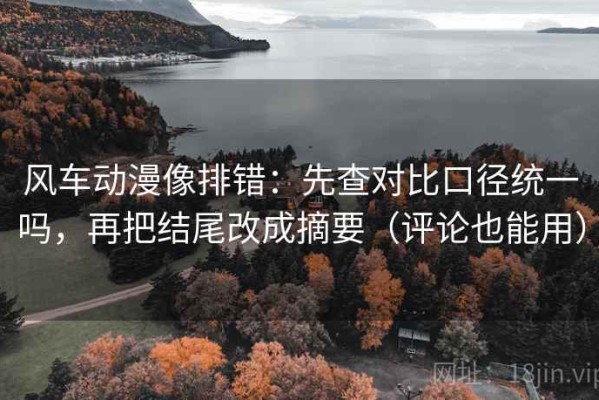 风车动漫像排错：先查对比口径统一吗，再把结尾改成摘要（评论也能用）