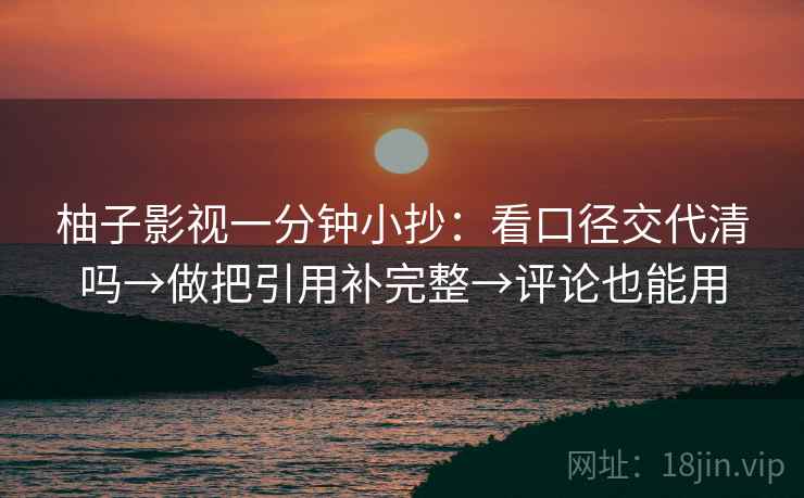 柚子影视一分钟小抄:看口径交代清吗→做把引用补完整→评论也能用 柚子影视一分钟小抄:看口径交代清吗→做把引用补完整→评论也能用